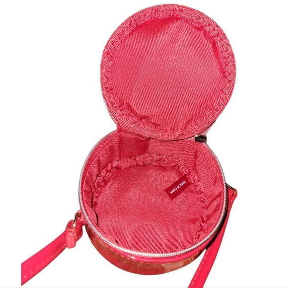 Marc Jacobs Red Gold Patent Mini Zipper Round Crossbody Bag Purse - Picture 6 of 6